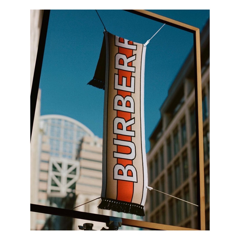 Burberry - B Series Logo Cashmere Scarf in Camel